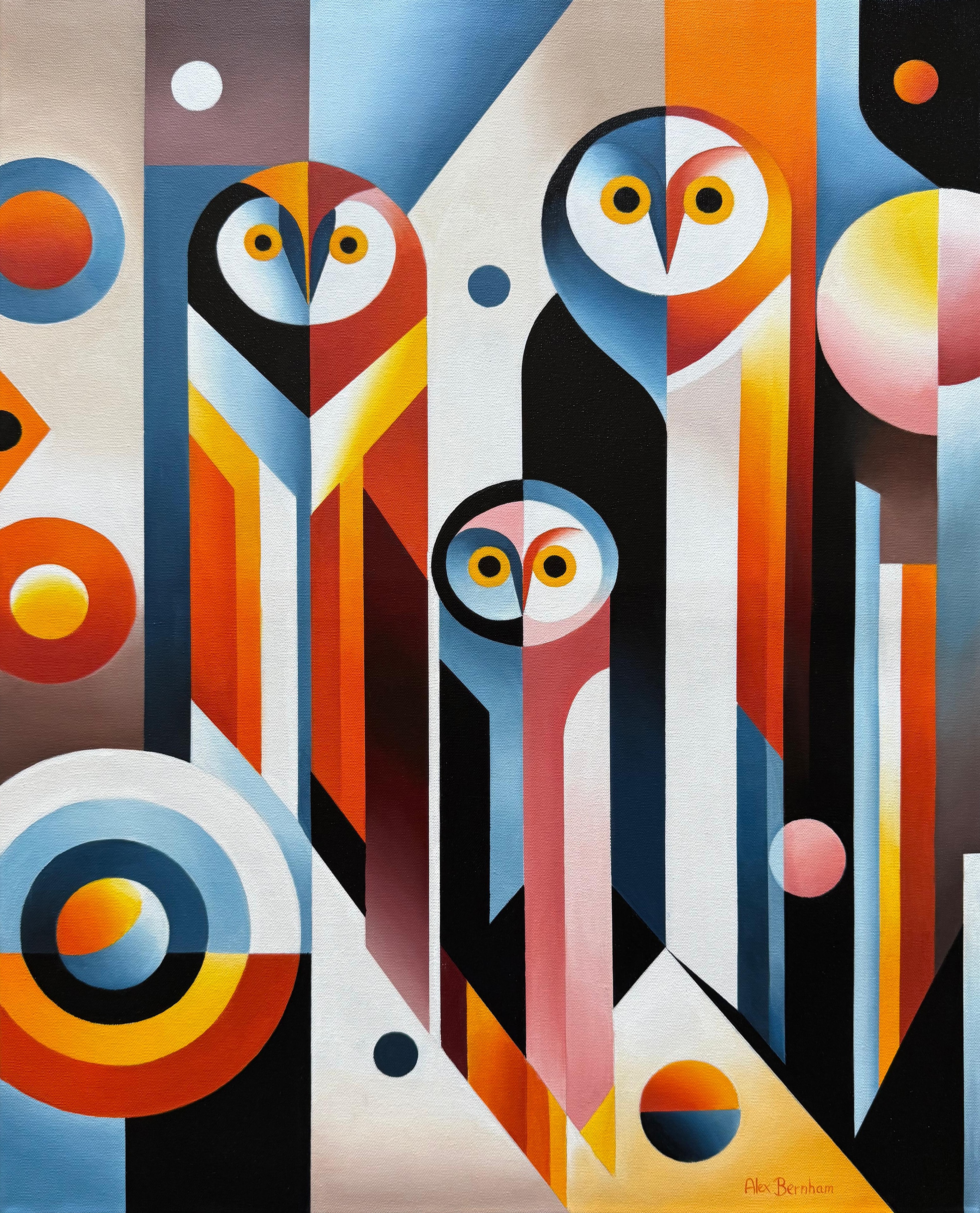Mildly Alarmed Owls No. 3 by Alex Bernham